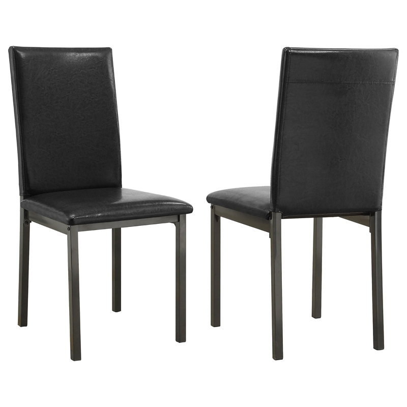 Pemberly Row Upholstered Faux Leather Dining Chairs in Black