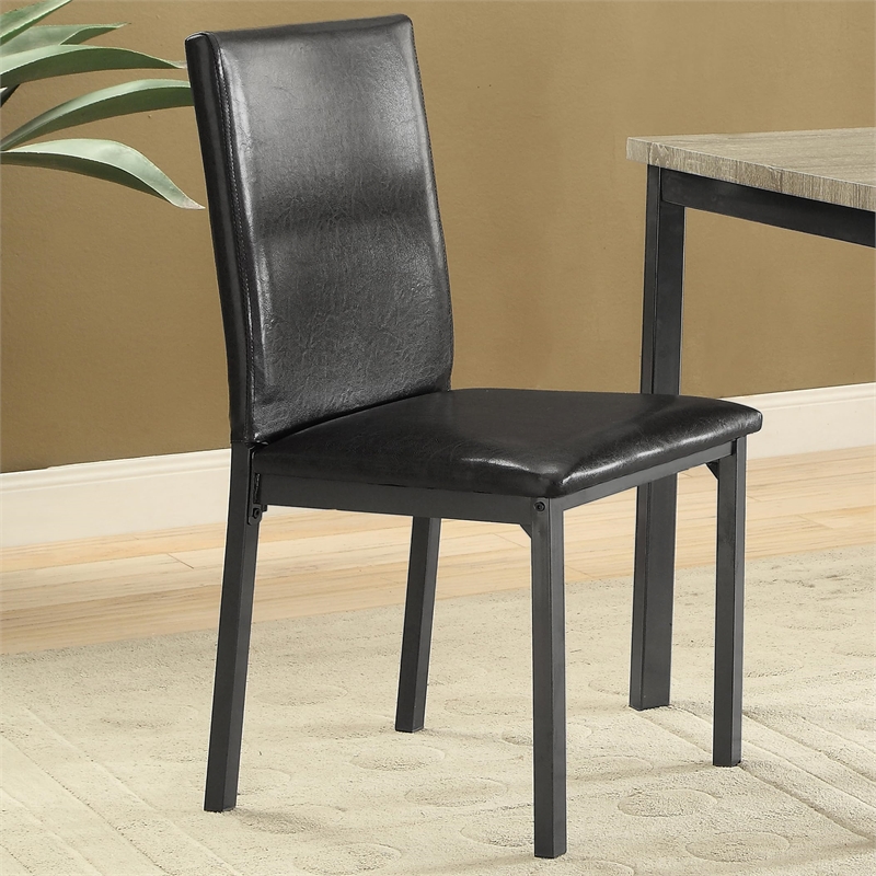 Pemberly Row Upholstered Faux Leather Dining Chairs in Black