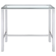 Pemberly Row Contemporary Rectangular Glass Top Pub Table in Clear