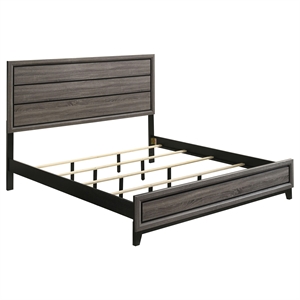 Pemberly Row 79.5&quot x 84.5&quot Wood Eastern King Panel Bed in Gray Oak