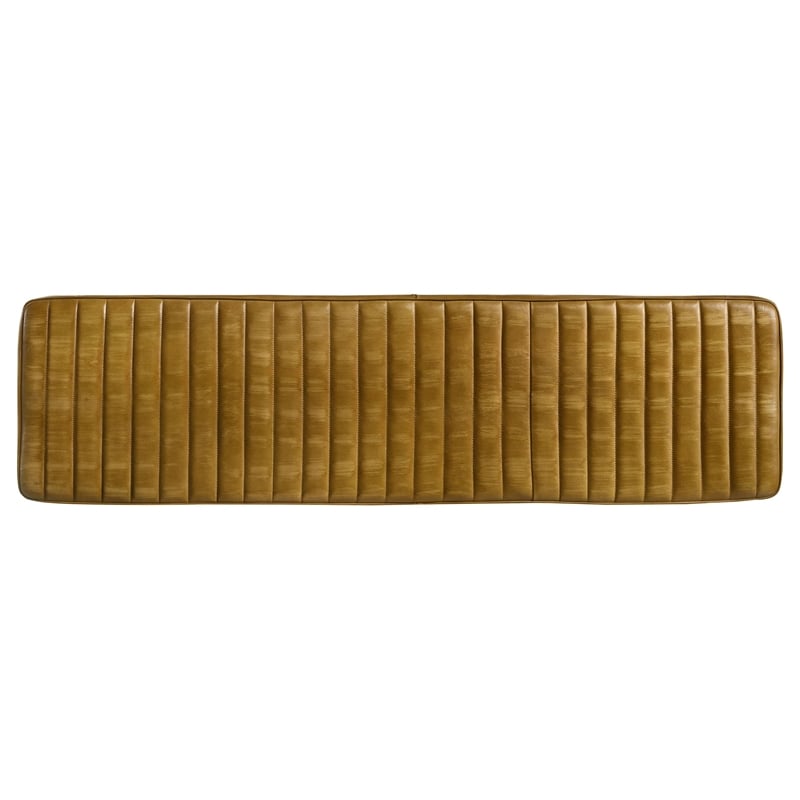 Pemberly Row Leather Upholstered Cushion Bench Camel and Black