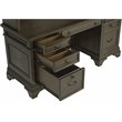 Pemberly Row Traditional Wood Credenza with Hutch Burnished Oak