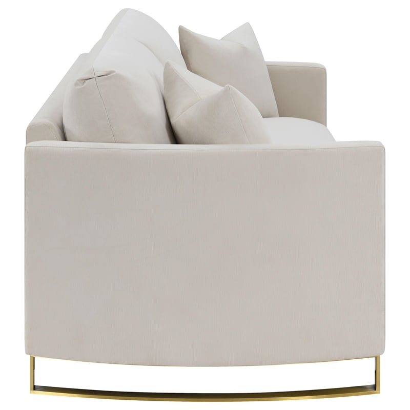 Pemberly Row Contemporary Upholstered Arched Arms Sofa in Beige
