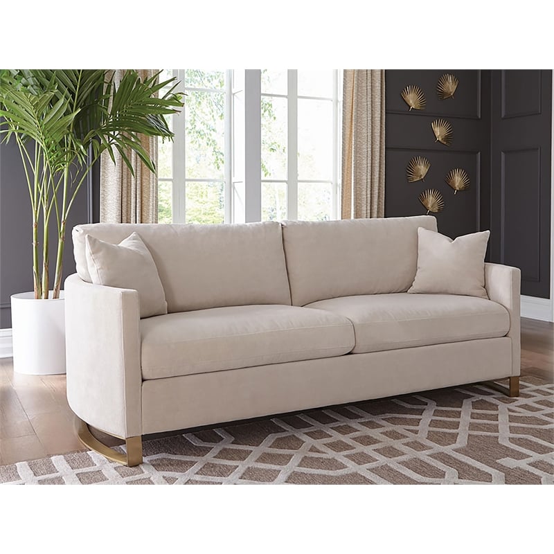 Pemberly Row Contemporary Upholstered Arched Arms Sofa in Beige