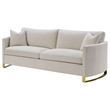 Pemberly Row Contemporary Upholstered Arched Arms Sofa in Beige