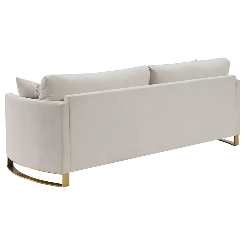 Pemberly Row Contemporary Upholstered Arched Arms Sofa in Beige