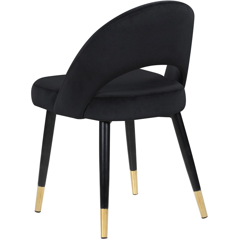 Pemberly Row Arched Back Upholstered Velvet Dining Chairs in Black
