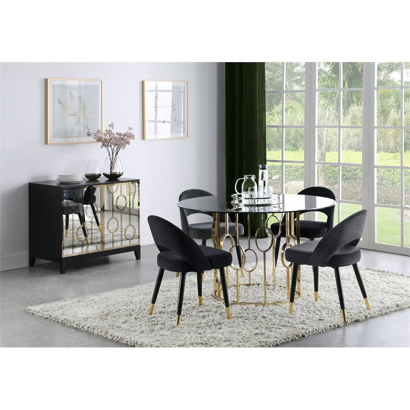 Pemberly Row Arched Back Upholstered Velvet Dining Chairs in Black