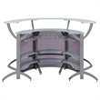 Pemberly Row Contemporary Metal 3-Piece Curved Bar Unit in Silver