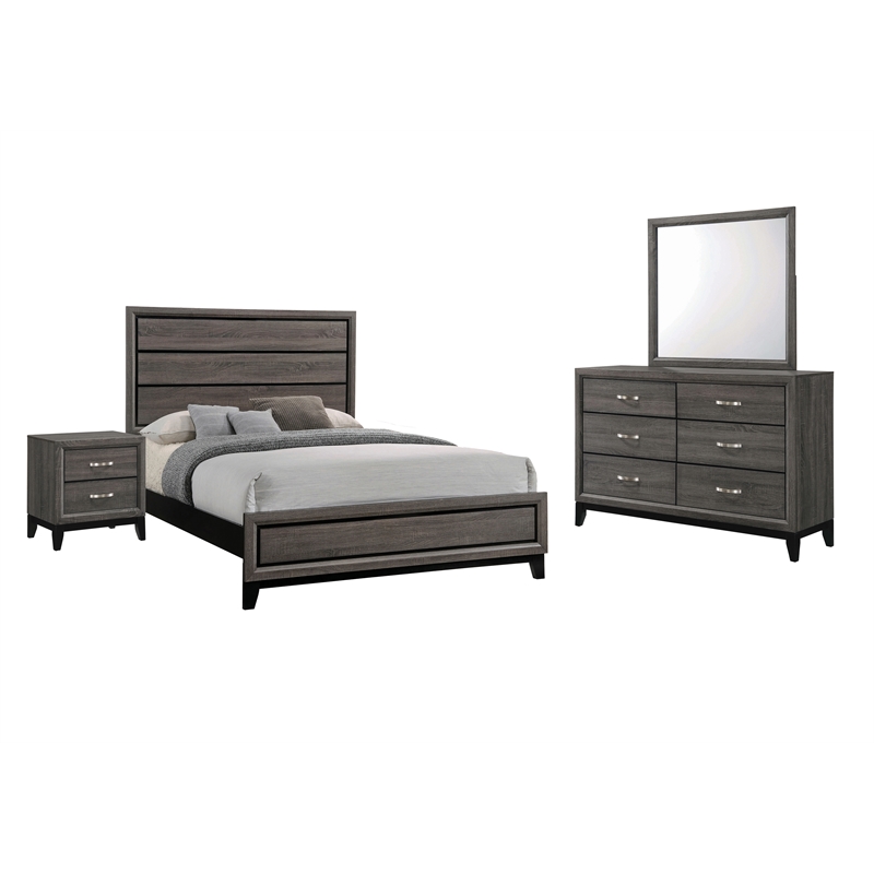 Pemberly Row 4-piece Full Panel Wood Bedroom Set Gray Oak Finish