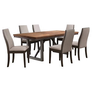 Pemberly Row 7-piece Wood Dining Room Set Natural Walnut and Gray