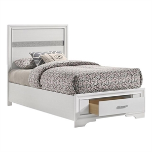 Pemberly Row 1-Drawer Storage Platform Wood Twin Bed in White