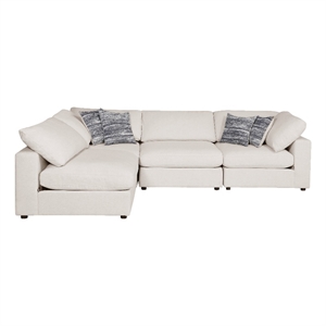 Pemberly Row 4-Piece Modern Fabric Upholstered Sectional in Beige