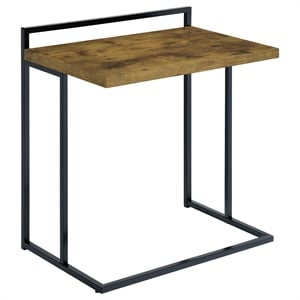 Pemberly Row Rectangular Modern Metal Snack Table in Black/Brown