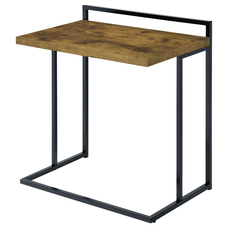 Pemberly Row Rectangular Modern Metal Snack Table in Black/Brown