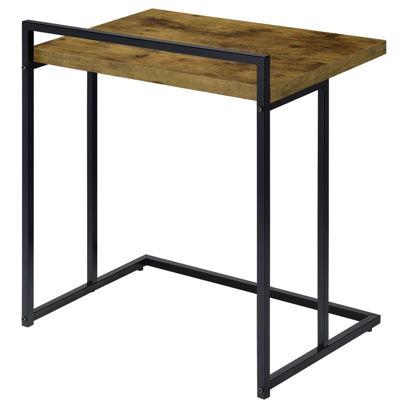 Pemberly Row Rectangular Modern Metal Snack Table in Black/Brown