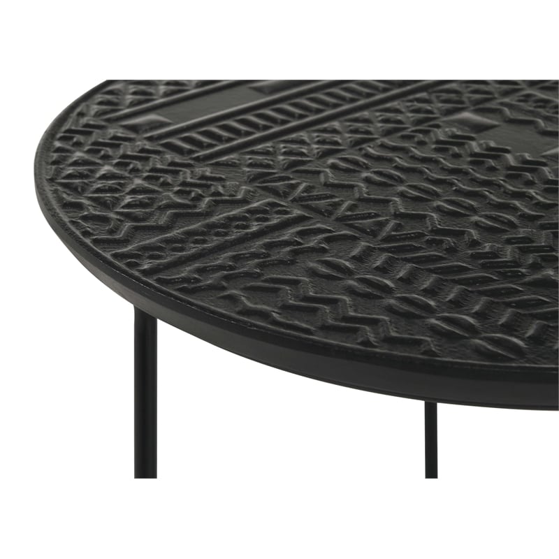 Pemberly Row 2-Piece Round Wood Top Nesting Table in Matte Black