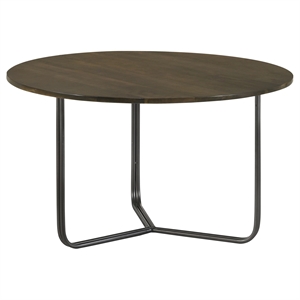 Pemberly Row 30&quot Round Wood Top Accent Table in Natural/Gunmetal