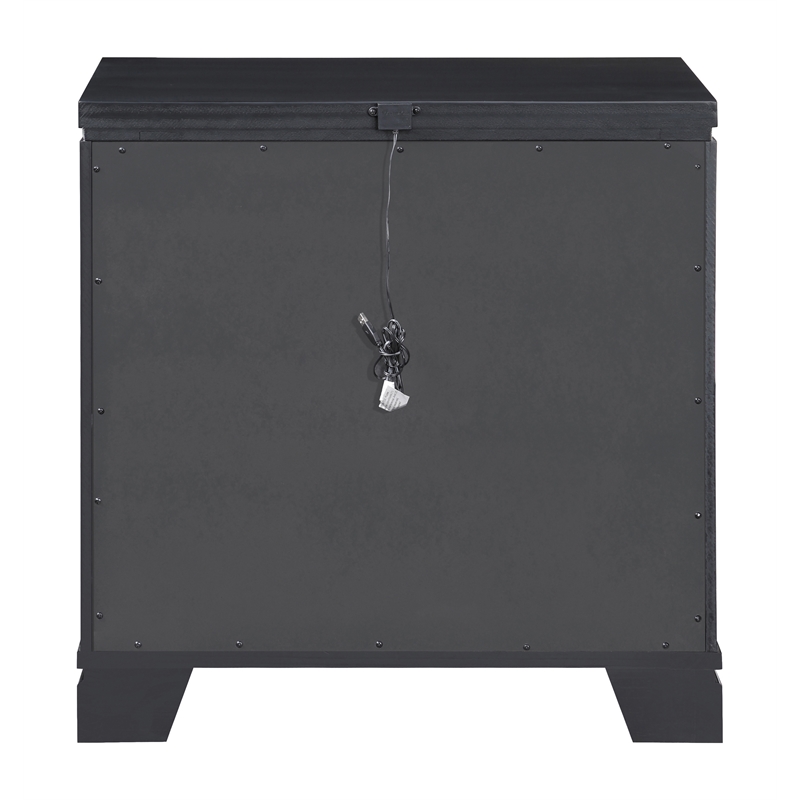 Pemberly Row Contemporary 3-Drawer Wood Nightstand in Black Finish