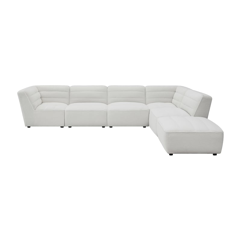 Pemberly Row 6-Piece Faux Leather Upholstered Sectional in White