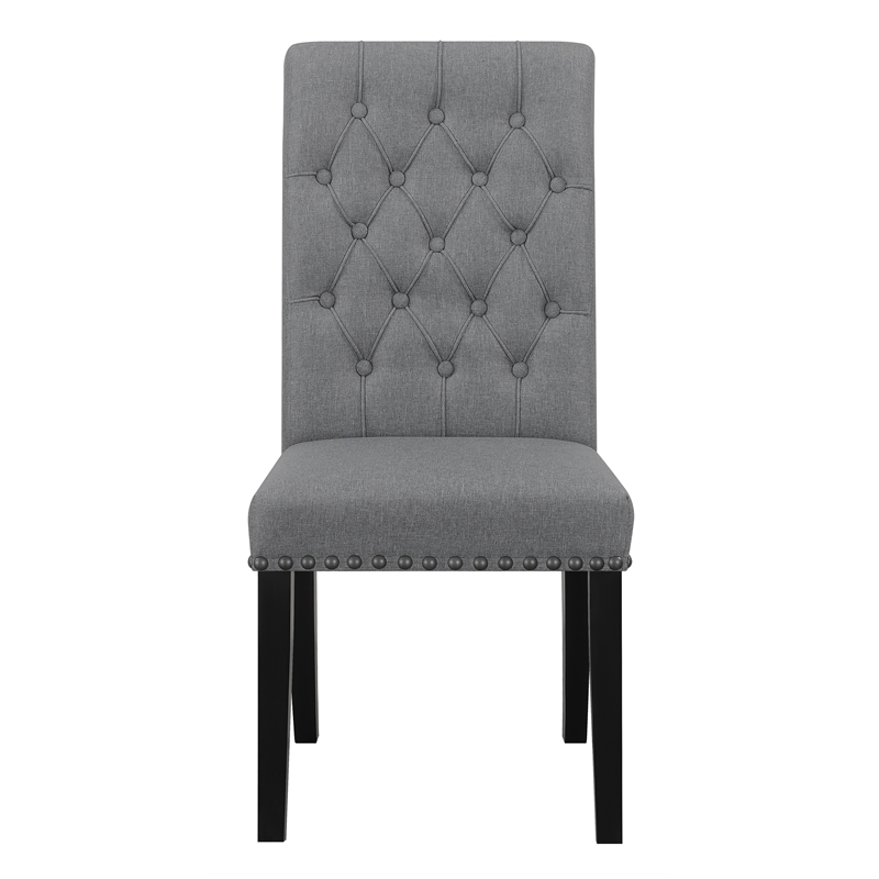 Pemberly Row Upholstered Traditional Fabric Dining Chairs in Gray