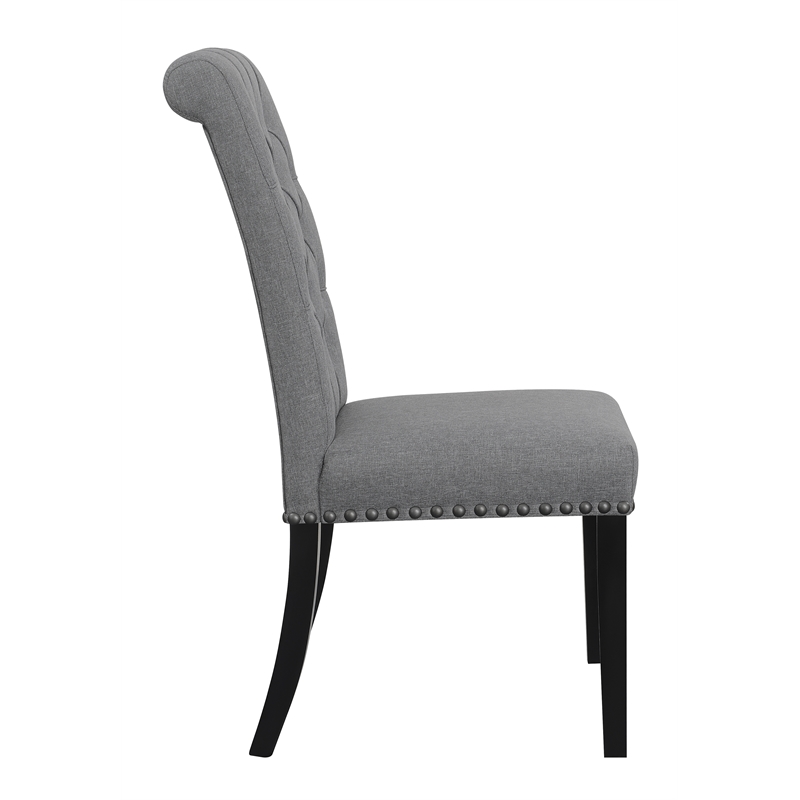 Pemberly Row Upholstered Traditional Fabric Dining Chairs in Gray