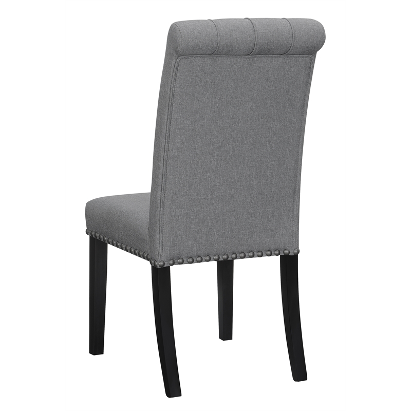 Pemberly Row Upholstered Traditional Fabric Dining Chairs in Gray