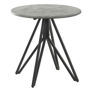 Pemberly Row Modern Wood Round End Table with Hairpin Leg in Gray