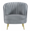 Pemberly Row Contemporary Velvet Upholstered Turfed Chair in Gray