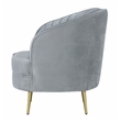 Pemberly Row Contemporary Velvet Upholstered Turfed Chair in Gray
