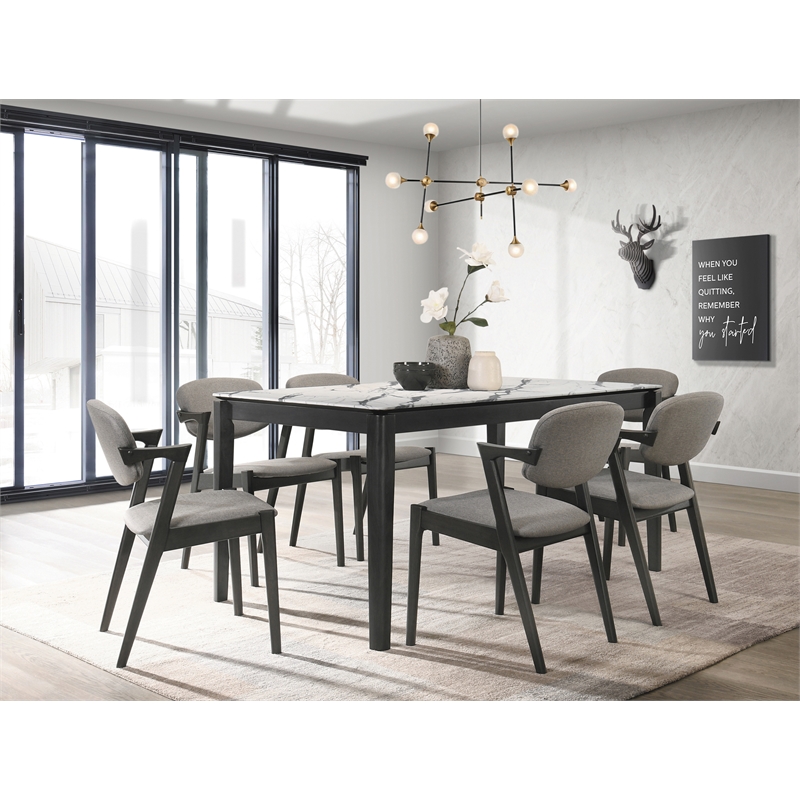 Pemberly Row Fabric Upholstered Fabric Dining Chairs in Gray