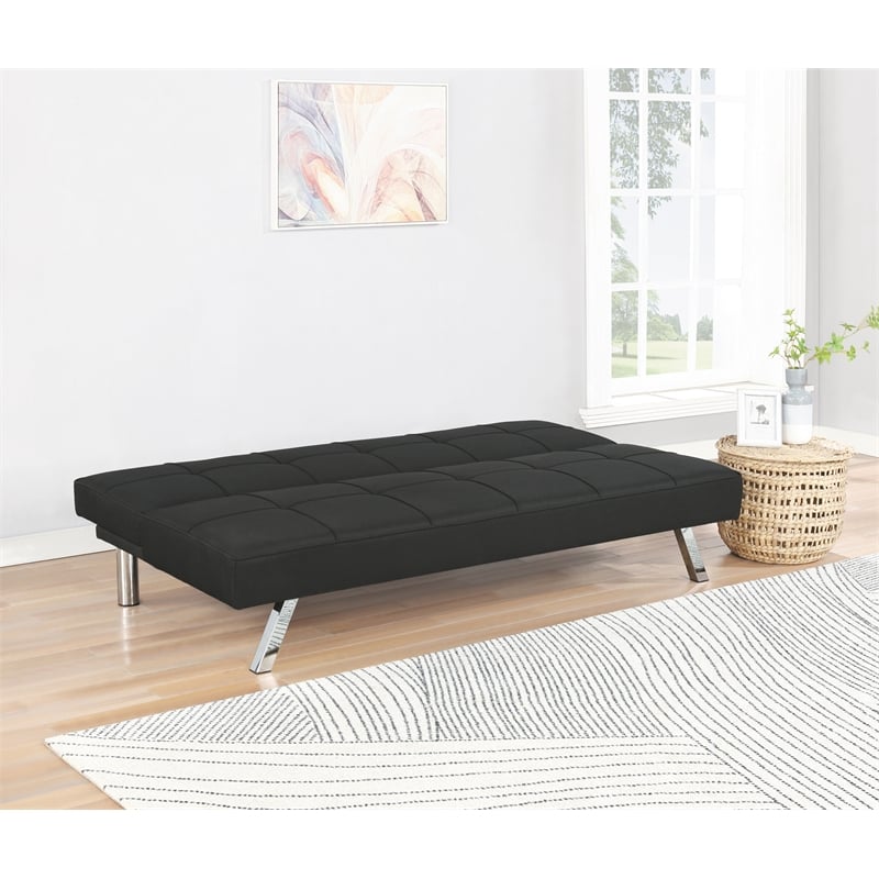 Pemberly Row Modern Fabric Upholstered Tufted Sofa Bed in Black