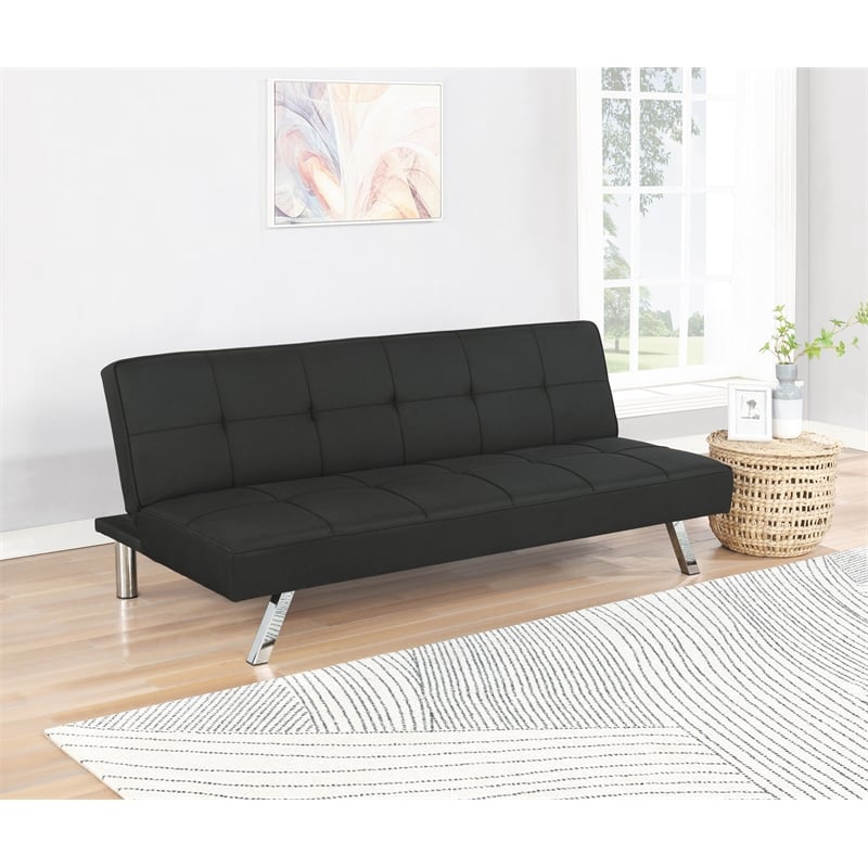 Pemberly Row Modern Fabric Upholstered Tufted Sofa Bed in Black