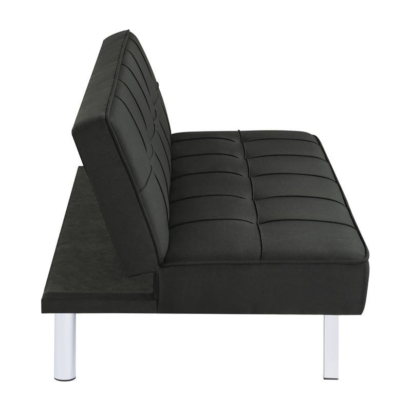 Pemberly Row Modern Fabric Upholstered Tufted Sofa Bed in Black