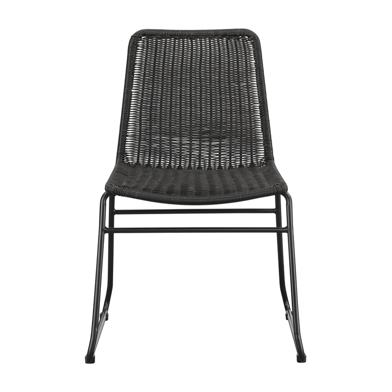 Pemberly Row Assembled Rattan Upholstered Dining Chairs in Brown Finish
