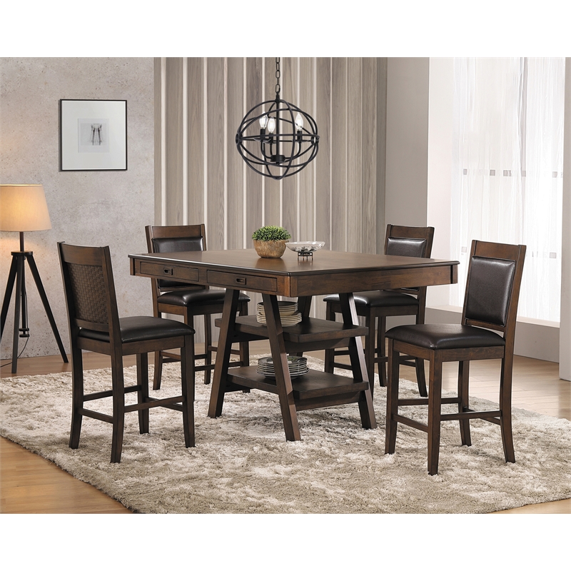 Pemberly Row 2-Drawer Transitional Wood Dining Table in Walnut