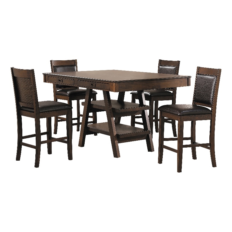 Pemberly Row 5-piece Rectangular Wood Dining Set Brown and Walnut