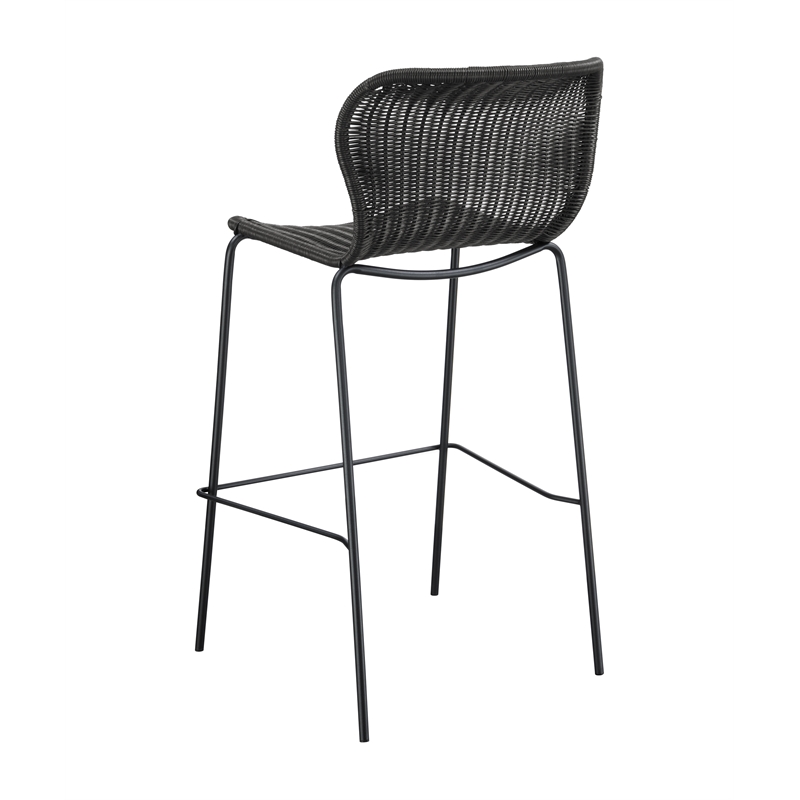 Pemberly Row Assembled Contemporary Upholstered Rattan Bar Stools in Brown