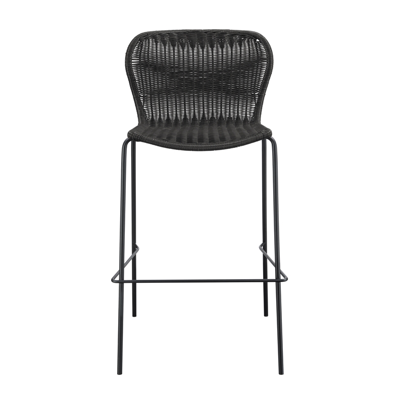 Pemberly Row Assembled Contemporary Upholstered Rattan Bar Stools in Brown