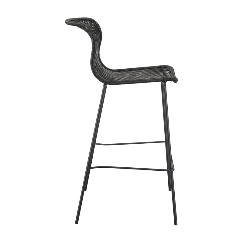 Pemberly Row Assembled Contemporary Upholstered Rattan Bar Stools in Brown