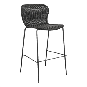 Pemberly Row Assembled Contemporary Upholstered Rattan Bar Stools in Brown