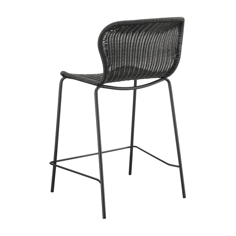 Pemberly Row Assembled Upholstered Rattan Counter Height Stools in Brown