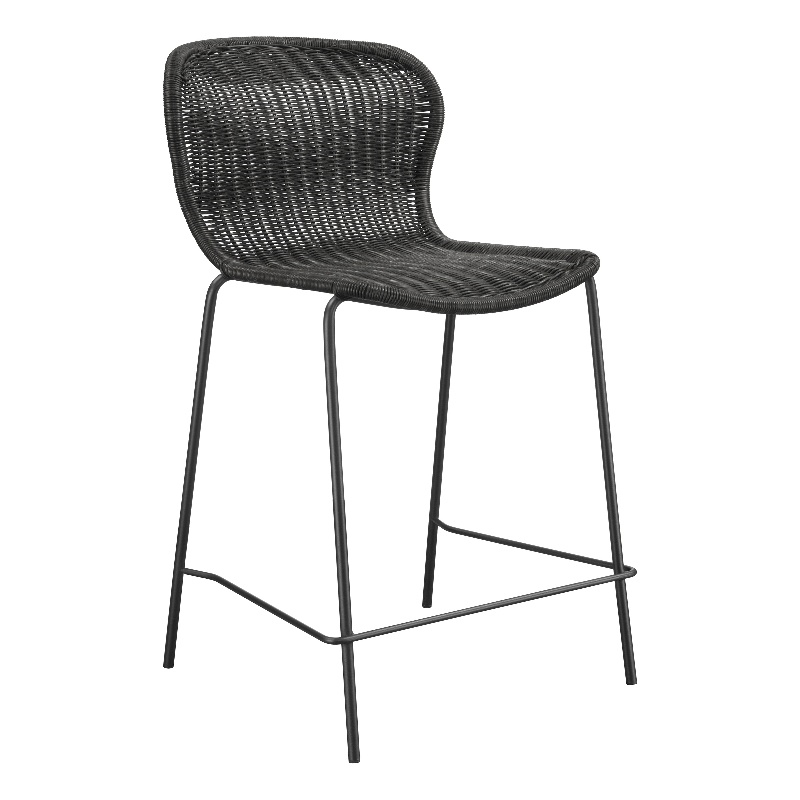 Pemberly Row Assembled Upholstered Rattan Counter Height Stools in Brown