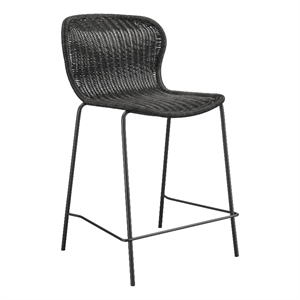 Pemberly Row Assembled Upholstered Rattan Counter Height Stools in Brown