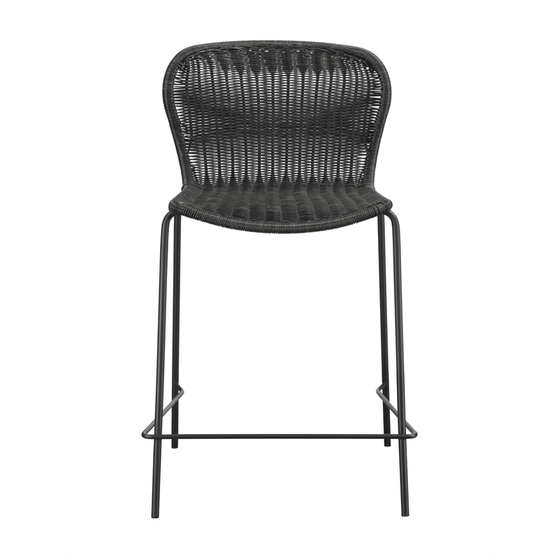 Pemberly Row Assembled Upholstered Rattan Counter Height Stools in Brown