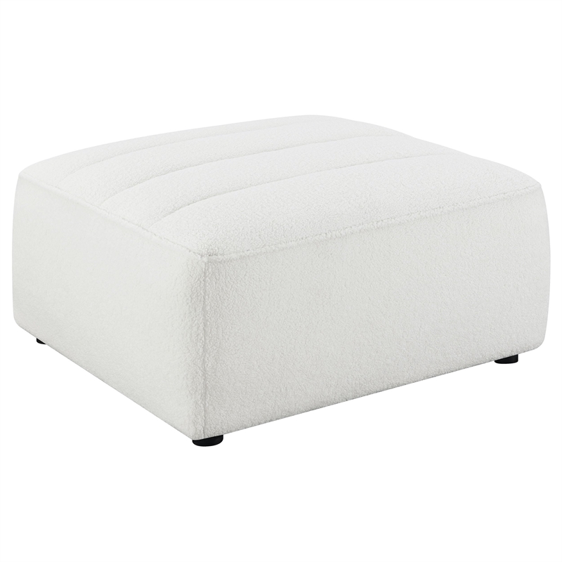 Pemberly Row Contemporary Fabric Upholstered Ottoman in Natural