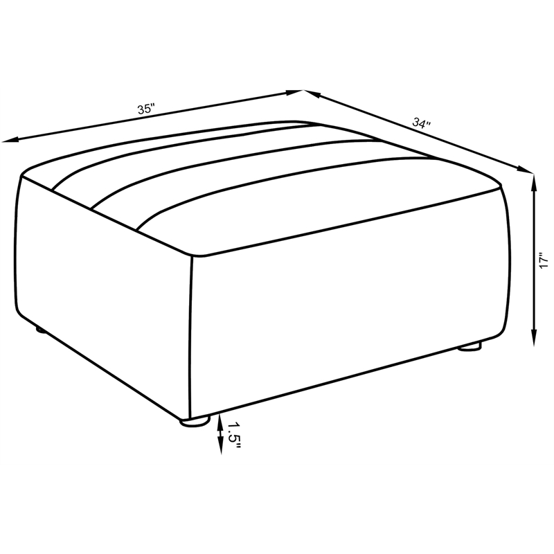 Pemberly Row Contemporary Fabric Upholstered Ottoman in Natural