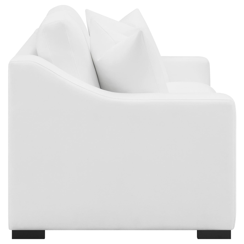Pemberly Row Upholstered Transitional Fabric Loveseat in White