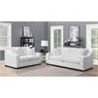 Pemberly Row Upholstered Transitional Fabric Loveseat in White
