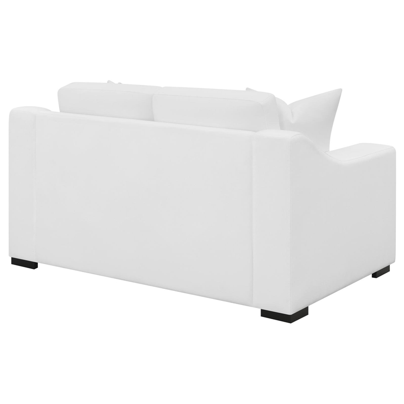 Pemberly Row Upholstered Transitional Fabric Loveseat in White